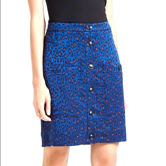 blue leopard print skirt